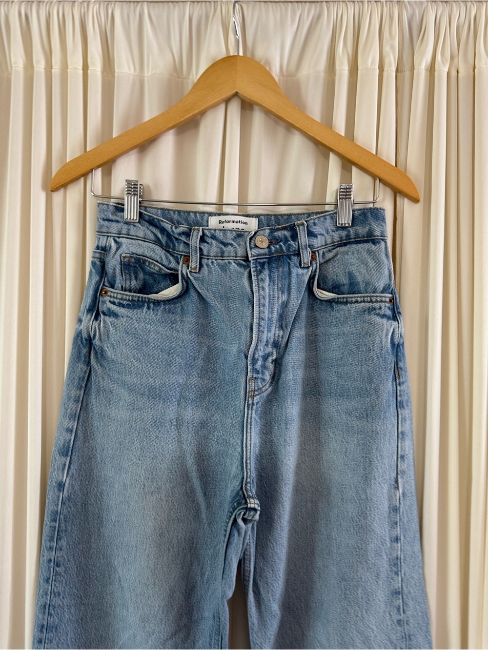 Reformation Light Blue Wilder High Rise Wide Leg Cropped Jeans - Picture 4 of 7